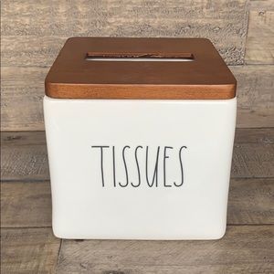 Tissue box wood cover Rae Dunn